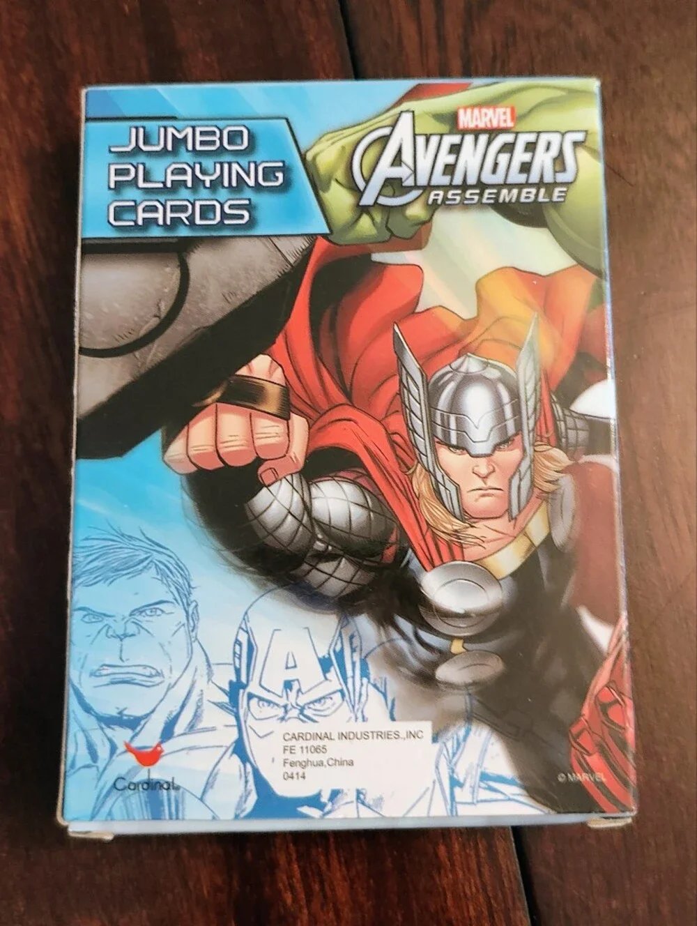Avengers Assemble Kids Playing Card Game Set with Colorful Spinning Tops